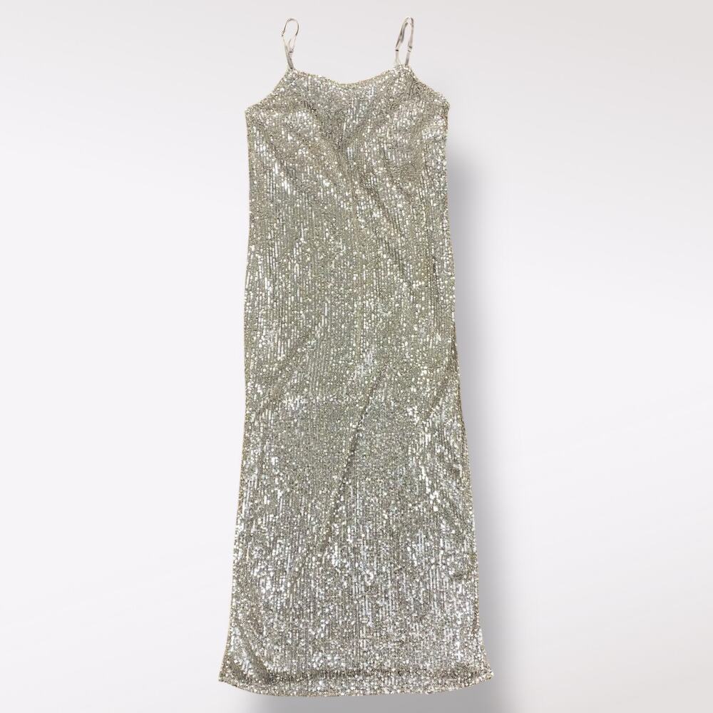 Neiman Marcus Endless Rose NWT All over Sequined Scoop Back Midi Dress Size XS